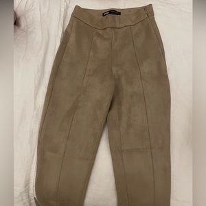 Zara Tan Suede Leggings